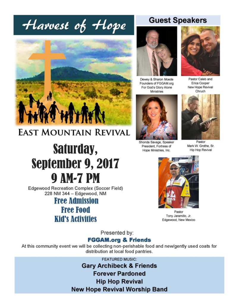 Harvest of Hope Revival Schedule For God's Glory Alone Ministries